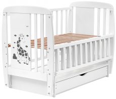 Дитяче ліжко Babyroom Giraffe маятник, ящик, відкидний бік DJMYO-3 бук White